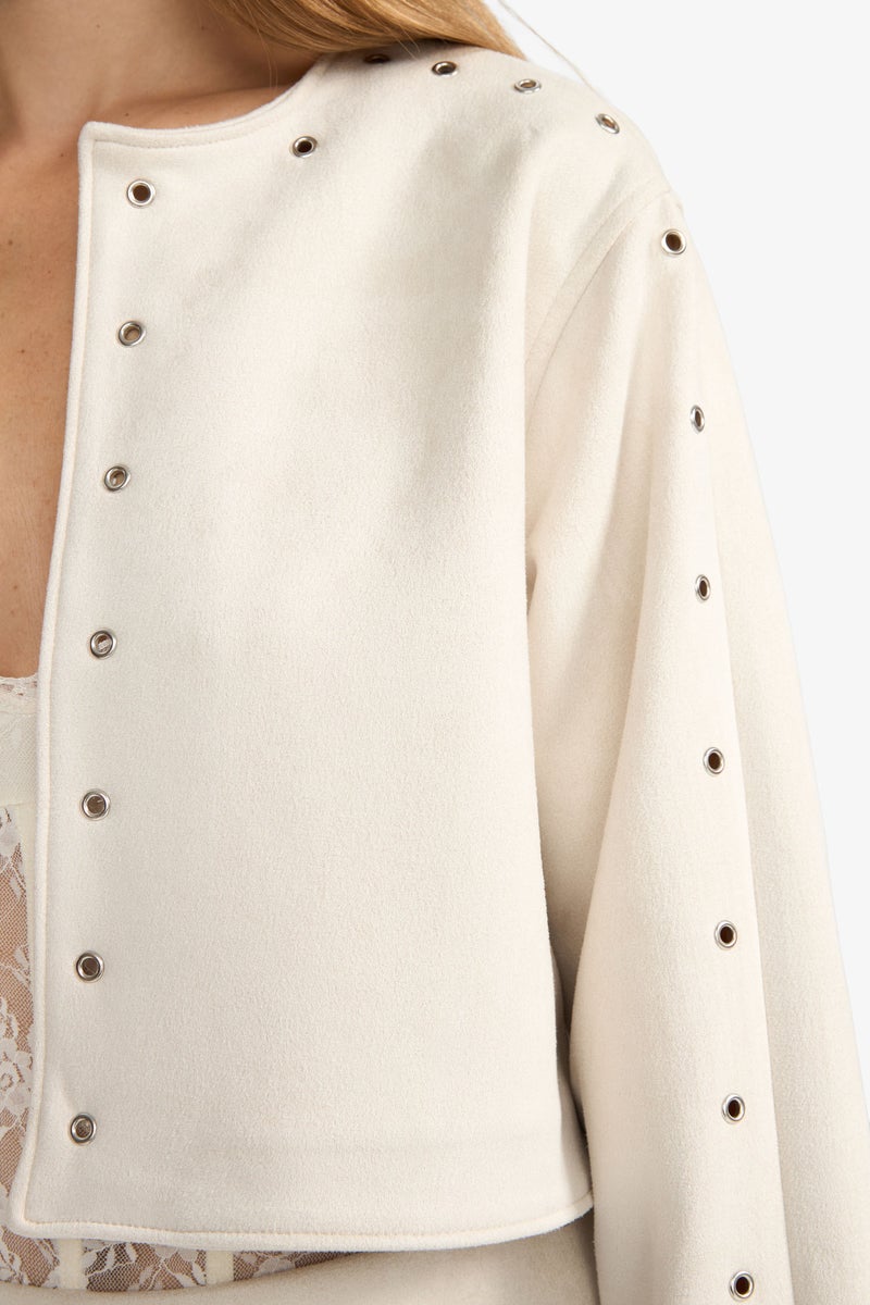 DeFacto Beige Woman Crop Suede Jacket Casual - Image 5